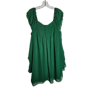 Janet Paris Women Chiffon Pleated Green Blouse Green Size Large